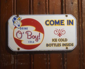 Años 50 COME IN DRINK O'BOY! COLA METAL PINTADO DISTRIBUIDOR PUERTA LETRERO POP SODA BOLA SOMBRERO - Imagen 1 de 17