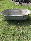 Large Wheeling 42" Oval Vintage Galvanized Metal Farm Wash Tub