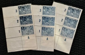 INDONESIA 1946 5 SEN REVOLUTION PERIOD BLOCK OF 3 PERFORATED MNH 3x - Picture 1 of 2