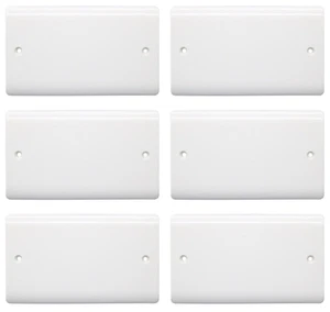 6x Securlec 2 Gang Double Blank Plate Wall Socket Cover Curved Edge Screw- White - Picture 1 of 2