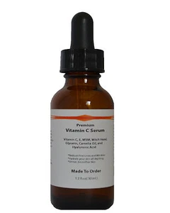 Premium Vitamin C Serum w/Vitamin E, MSM, Witch Hazel, Glycerin, Camelia, HA - Picture 1 of 1