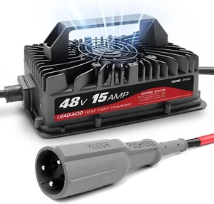 YILEIDE 15A 48V Golf Cart Battery Charger for Club Car with 3-Pin Round Plug - Picture 1 of 9