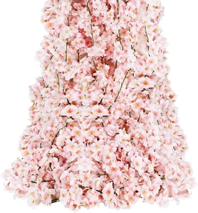 12-Pack 70.8 Ft Artificial Cherry Blossom Garland Cherry Blossom Hanging Vine Si - Picture 1 of 12