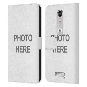 CUSTOM CUSTOMISED PERSONALISED CUSTOM LEATHER BOOK CASE FOR MOTOROLA PHONES 2 - Picture 1 of 7