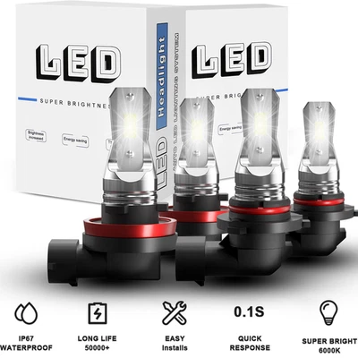 Combo de 4 bombillas LED delanteras de haz alto bajo para Scion iQ 2012-2015 - 6000K Foto 1 de 4