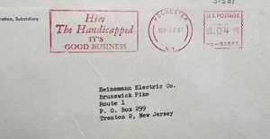 US Medical Meter Cover Front (119) +1961 Hire Handicapped=It's Good Business - Picture 1 of 2