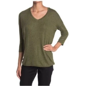 Philosophy Women's Cozy Soft V-Neck Tee in Heathered Fatigue Green XSmall $25 - Picture 1 of 3