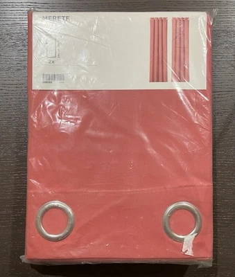 Шторы комнатные затемняющие IKEA Merete 57x98 дюймов розовый лосось/светло-красный ~ 2 панели ~ НОВЫЕ - Изображение 1 из 4