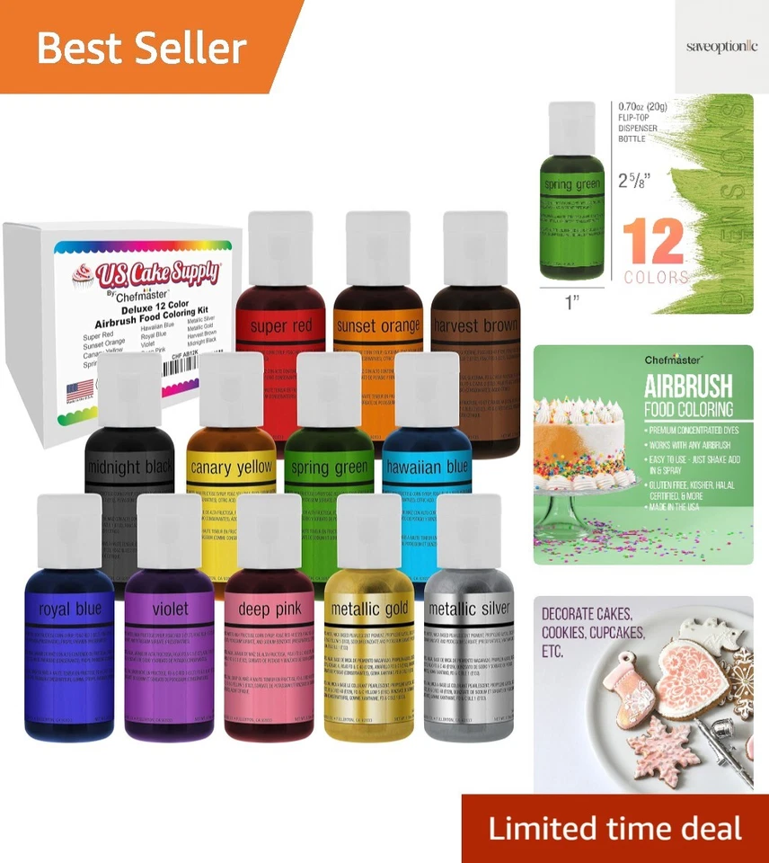 Cake Color Set Airbrush Food Gum Paste Fondant Pastries 20ml Bottles 12 Colors