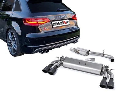 Milltek Sportauspuffanlage Audi S3 8V, Bj. 2013-2018, Endrohr 4x104x80mm oval - Bild 1 von 3