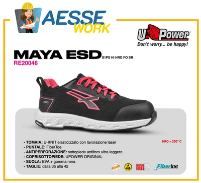 UPOWER U Power Scarpe Antinfortunische Red Ego MAYA ESD S1PS HI HRO FO SR da donna