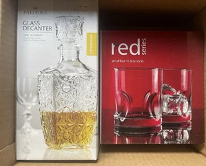 JUEGO DE WHISKY precioso hogar 26oz jarra juego de 4 vasos rojo serie 11.8oz rocas - Imagen 1 de 8