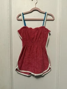 Abercrombie Kids Pink Terry Cloth Romper With White & Blue Trim Size 5/6 - Picture 1 of 11