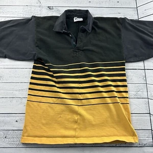 Vintage Rugby Imports Short Sleeve Striped Button Front Polo Shirt Men's 40  - Picture 1 of 7