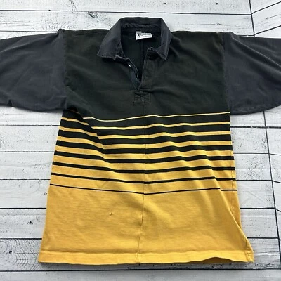 Vintage Rugby Imports Short Sleeve Striped Button Front Polo Shirt Men's 40  - Image 1 of 4