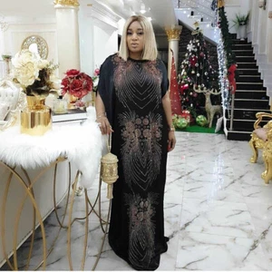African Women Moroccan Maxi Dress Rhinestone Kaftan Abaya Farasha Arab Robe - Bild 1 von 25