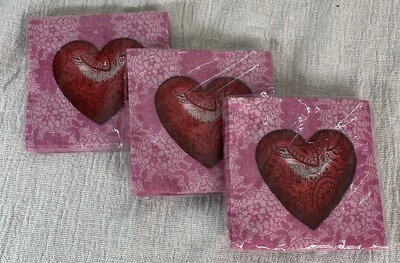 Platos de postre vintage Paisley Hearts día de San Valentín, servilletas para bebidas 3 PAQUETES Foto 1 de 4