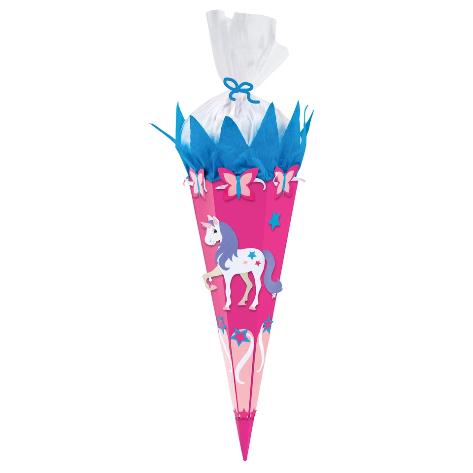 GOLDBUCH Schultüte 70cm Bastelset Pferd Einhorn Zuckertüte pink für Mädchen neu