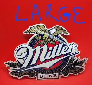 VTG MILLER BEER SIGN 12" VINYL DECAL/STICKER ( NEW OLD STOCK) INDOOR/OUTDOOR - Picture 1 of 8
