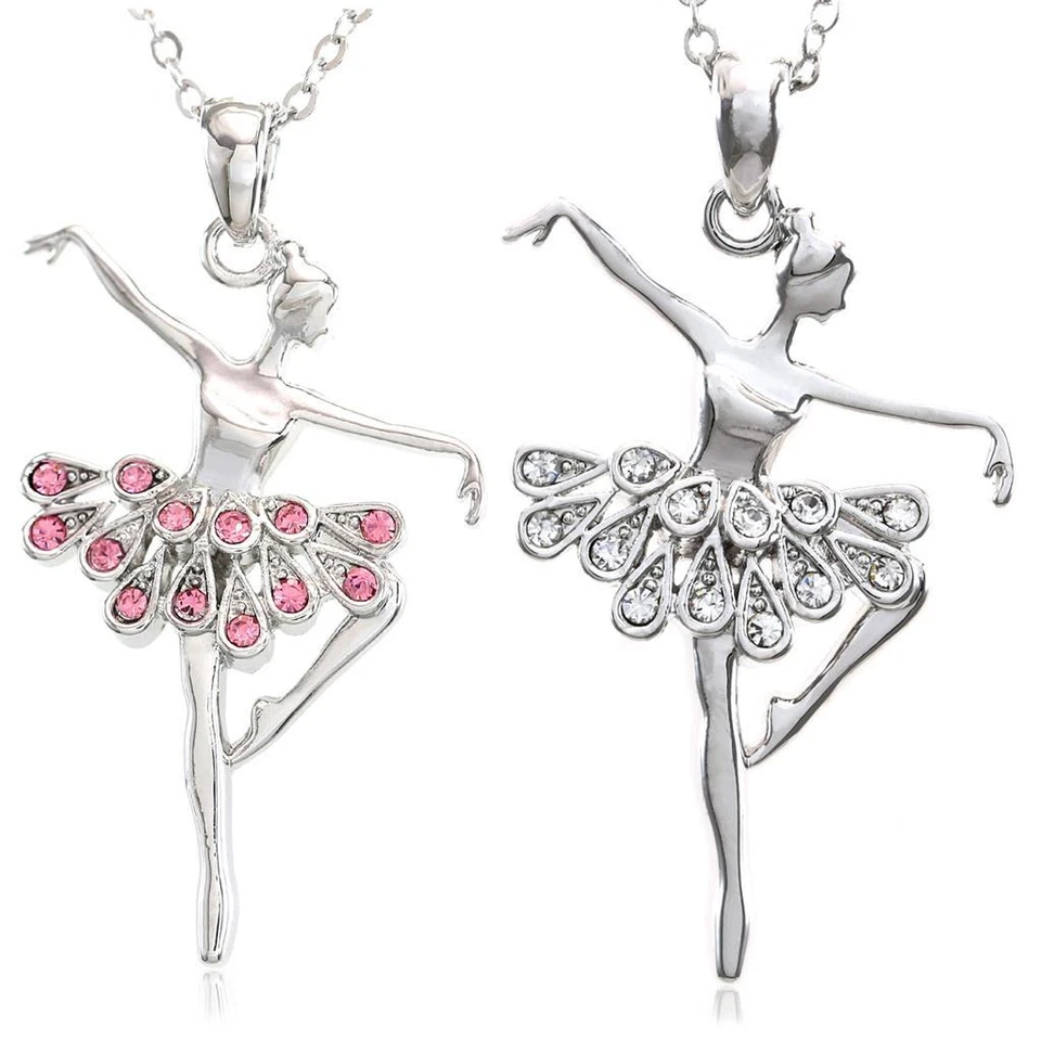 Collar Bailarina Rosa Transparente Colgante Ballet Danza Recital Set Regalo Niña Dije Foto 1 de 1
