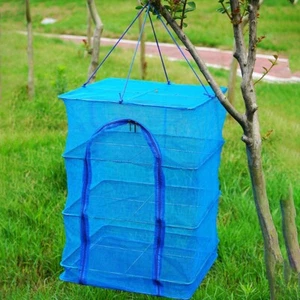 Sturdy 3 Layer Foldable Fish Vegetable Dryer Hanging Drying Net (50x50x65cm) - Picture 1 of 39