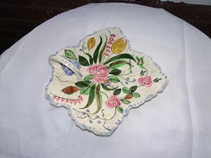 Vintage Southern Potteries Blue Ridge Chintz Leaf Plate Serving Dish Hand Paint - Picture 1 of 2