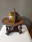 1960s Made In Italy Old World Drewniane biurko Globe ze stojakiem Projekt astrologiczny 10"