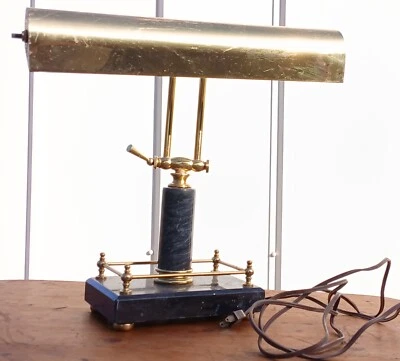 House of Troy DESK LAMP Brass Black Marble Base  Electric  Antique - Image 1 of 4