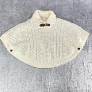 Janie And Jack Sweater Cape Girls 6 Ivory Acrylic Cable Knit Collared Pullover - Picture 1 of 11