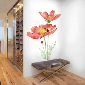 Honey Bee On Red Flower Wall Sticker For Home Decor t790 - Picture 1 of 5