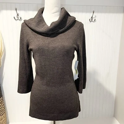 Suéter Hampshire Studio Nuevo con Etiquetas Cuello Simulado Marrón Manga 3/4 Ajustado Para Mujer Mediano Foto 1 de 4