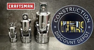 Set of 3 Craftsman Tools Universal Swivel Joint 1/2" 3/8" 1/4" Drive Adapter Set - Picture 1 of 5