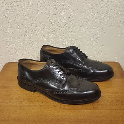 Zapato de vestir Oxford para hombre David Taylor 62122 negro punta de ala brogue - talla 8,5 D Foto 1 de 4