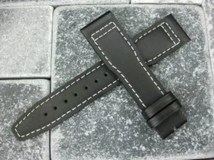 New 21mm Calf Leather Strap Black Watch Band for IWC Pilot Top Gun White 21 E - Picture 1 of 5