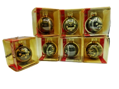 Forever Collectibles NY Jets Logo Glass Ball Ornaments (Lot of 7) NIP Vintage - Image 1 of 4