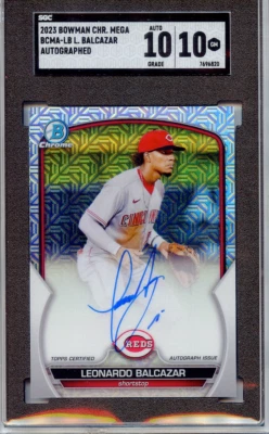2023 Bowman Chrome Mega Leonardo Balcazar Prospect Auto BCMALB SGC 10 Auto 10 💎 - Image 1 of 2