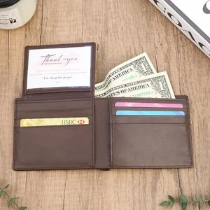 Brown Genuine Cowhide Leather Bifold Wallet Vintage Wallet RFID Blocking - Picture 1 of 11