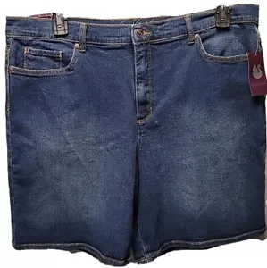 Neu mit Etikett Gloria Vanderbilt Damen-Jeansshorts mittelhoher Oberschenkel Größe 16 blau Schlankmacher-Effekt - Bild 1 von 4