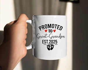 Promoted To Great Grandma & Grandpa Est 2025 Great Grandparents Gift Mug - Picture 1 of 4