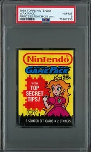 Juego de cartas coleccionables Topps Nintendo 1989 sellado paquete de cera grado melocotón PSA 8 casi nuevo como nuevo - Imagen 1 de 2