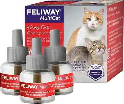 3 Pack 48ml MultiCat 3 x 30 Day Cat Calming Refills By FELIWAY for Pheromone - image 1 of 4