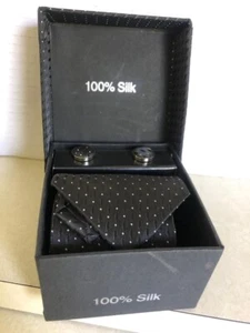 TIE AND CUFF LINKS set Men's  100% Silk by Vannotensa from Cambodia Brand New - Picture 1 of 4