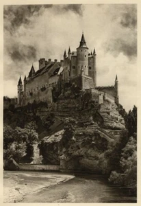 Castillo del Alcázar Segovia 1925 Original Hielscher Fotograbado España España NW Vista - Imagen 1 de 3