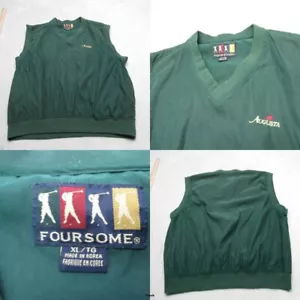 Vintage Augusta Golf Vest Mens XL Green Pocket V-Neck Pullover Golf Foursome 90s - Picture 1 of 12
