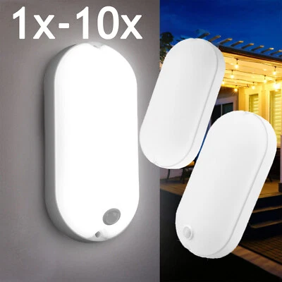 LED Feuchtraumleuchte mit Bewegungsmelder Wandlampe Außen Innen Wandleuchte IP65 - Bild 1 von 4