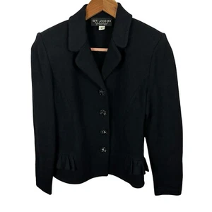 St John Evening Marie Gray Embellished Blazer Black 2 Santana Knit Shoulder Pad - Picture 1 of 21