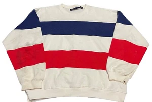 Vintage 90s Skate Grunge Sweatshirt Mens L Colorblock Preppy Hipster J6 - Picture 1 of 5