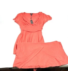 Talbots Coral Stretch Knit Maxi Dress Asymmetric Waist Womens S MSRP $109 -NWT - Picture 1 of 9