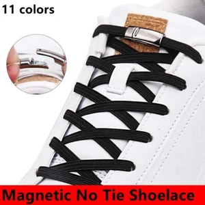 Elastic Magnetic ShoeLaces Creative Quick No Tie Shoe laces Kids Adult Shoelace - Picture 1 of 13