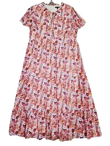Maxi abito donna Lane Bryant rosa 18/20 floreale a strati manica svolazzante boho ragazza - Foto 1 di 11